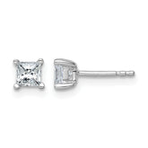 14k White Gold 3/4 carat Lab Grown Diamond VS/SI+ G+ Princess Complete Four Prong Stud Earrings